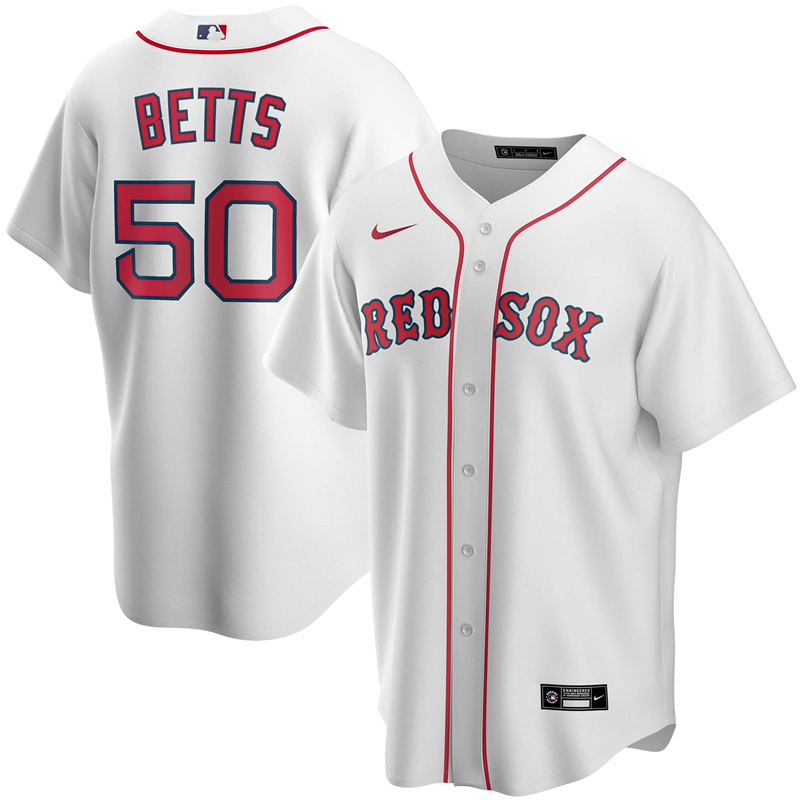 2020 MLB Men Boston Red Sox #50 Mookie Betts Nike White Home 2020 Replica Player Jersey 1->customized mlb jersey->Custom Jersey